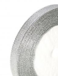 Лента серебряная тканная блестящая с люрексом, ширина 10 мм., намотка 23 метра.