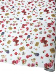 Подарочная бумага в листах 70см х 100см с рисунком "Письмо и розы".