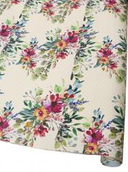 Подарочная бумага в листах 70см х 100см с рисунком "Букет на кремовом фоне".